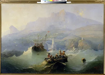 Smuglerne (Smuglerne). Maleri af Alexander Matveyevich Dorogov (1819-1850), olie på lærred
