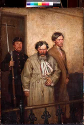 ""I retssalen"" (I en retssal) Maleri af Alexander Novoskoltsev (1853-1919)