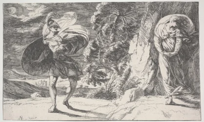 Fingal Encounters Carbon Carglass, først trykt ca. 1773 (ætsning)