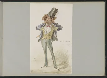 Karikatursk figur med bowlerhat