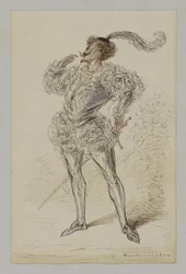 Mand med sværd i historisk kostume