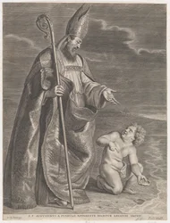 Saint Augustine, viser sig for et barn på en strand, ca. 1662-95., ca. 1662-95.