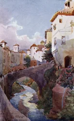 I Albaicin, Granada (farve litho)