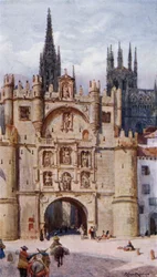 Puerta S Maria, Burgos (farve litho)