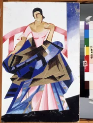 Teaterkostume til karakteren Julie i stykket ""Romeo og Julie"" af William Shakespeare. Gouache af Alexandra Alexandrovna Exter (1882-1949) 1921 State A. Radishchev Art Museum, Saratov