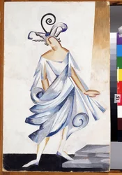 Juliet. Kostumedesign til skuespillet Romeo og Julie af William Shakespeare (1564-1616). Værk af Alexandra Alexandrovna Exter (1882-1949), gouache på pap