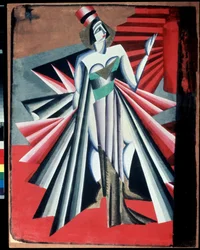 ""Character from Herodia"" Kostume til karakterer fra stykket ""Salome"" af Oscar Wilde. Gouache af Alexandra Alexandrovna Exter (1882-1949) 1917 State Central A. Bakhrushin Theatre Museum, Moskva, Rusland