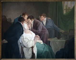 Operationen af grå stær af baron Guillaume Dupuytren (1777-1835). Maleri af Alexandre Jean Drahonet, pseudonym af Alexandre Jean Dubois (1791-1834), olie på træ