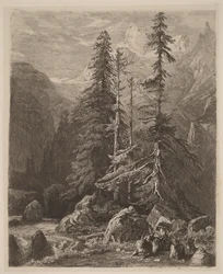 Raderingsforsøg af Alexandre Calame, I, planche 21