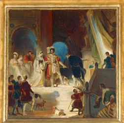 François I og hans hof modtog værker fra Italien af Primaticcio ...