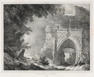 Maleriske og romantiske rejser i det gamle Frankrig: Ruinerne af den hvide dronnings palads, 1824.