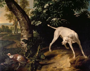 Jagtscene, detaljer fra maleri af Alexandre-Francois Desportes (1661-1743), Frankrig
