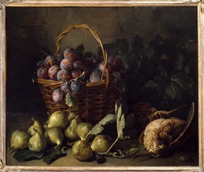 Stilleben, figner og blommer Maleri af Francois Desportes (1661-1743) Paris fra det 18. århundrede, dekorativ kunst