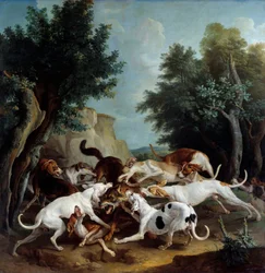 Ulvejagt, 1725, sol. 3,36 x 3,32 m, rensdyr, Musée des Beaux-Arts
