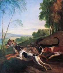 Ulvejagt, maleri af Alexandre-Francois Desportes (1661-1743), Frankrig