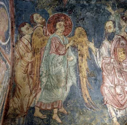 Angel, fresko i kirken Alikampos, Kreta, Grækenland (foto)
