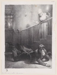 Et fald ned ad trappen, 1834-35.