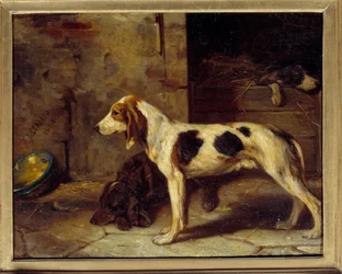 Hunde Brifauts maleri af Alexandre Gabriel Decamps (1803-1860) 1843 søn. 0,25x0,32 m