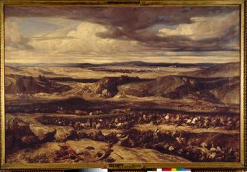 Nederlaget til Cimbres (101 f.Kr.) eller den romerske general Marius besejrede Cimbres i Provence-sletten Maleri af Alexandre Gabriel Decamps (1803-1860) 1833 Søn. 1,3x1,95 m