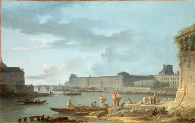 Pont Royal og Louvre, set fra Pont-Neuf terre-plein, ca. 1780 (olie på lærred)
