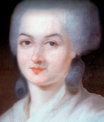 Detalje af portrættet af Olympe de Gouges (Marie Gouze, kendt som Olympe de Gouges), detalje