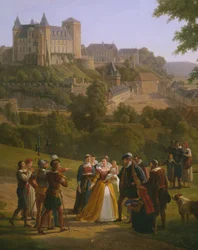 Udsigt over det kongelige slot i Pau, hvor kong Henri IV af Frankrig og Navarra (1553-1610) blev født den 13. december 1553 (detaljer) (se også 346175)