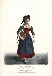 Skuespillerinde Mademoiselle Minette eller Jeanne-Marie-Francoise Menestrier som Francoise i Nicolas Remi af Sewrin, Theatre du Vaudeville