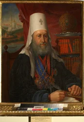 Eugene de Kiev, metropolit de Kiev et de Gallitch - Portræt af Yevgeny Bolkhovitinov (1767-1837), Metropolitan of Kiev and Galicien - Kalashnikov, Alexei Afanasyevich (1795-1852) - 1837 - Olie på lærred - 76x66 - Institut for russisk litteratur (Pushki