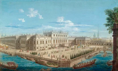 Udsigt over kejserinde Elizabeths sommerpalads ved Fontanka-floden i St. Petersborg, 1753.