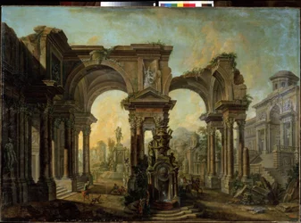 En arkitektonisk udsigt. Maleri af Alexei Ivanovich Belsky (1730-1796). Olie på lærred