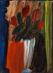 Stilleben blomster i hvid vase, 1936.