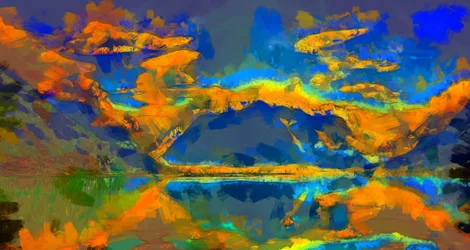 Solnedgang,2020,(blandede medier)