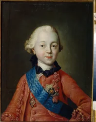 Portræt af storhertug Pavel Petrovich Romanov (1754-1801) som barn. Han vil blive zar af Rusland under navnet Paul I. (Portræt af storhertug Pavel Petrovich som barn). Maleri af Alexei Petrovich Antropov (1716-1795)