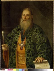 Portræt af Fader Fyodor Dubiansky. (Portræt af Fedor Dubyansky). Maleri af Alexei Petrovich Antropov (1716-1795), olie på lærred