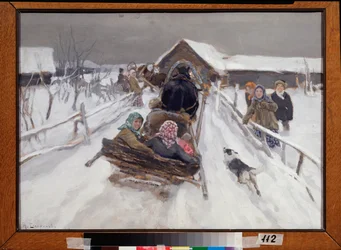 Kanetur under fastelavn - Maleri af Aleksej Stepanovitj Stepanov (1858-1923)