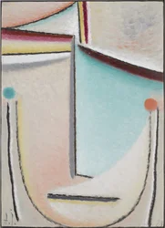 Abstrakt hoved: rosa-lyseblå, 1929
