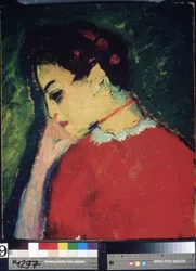 "Portræt af en kvinde" Maleri af Alexei von Javlensky (Alexi von Jawlensky, Alexej von Javlenski) (1864-1941) 1909 Statens Usbekistan Kunstmuseum, Tashkent