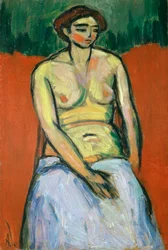 Siddende nøgen kvinde, ca. 1910