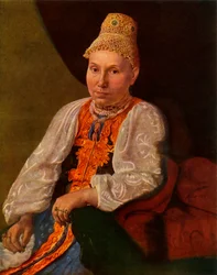 Portræt af konen til Obraztsov, købmanden fra Rshev, 1830