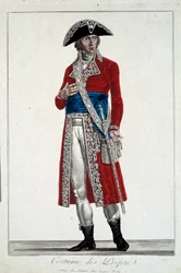 En præfet i rødt kostumegravering af Alexis Chataignier (1772-1817)
