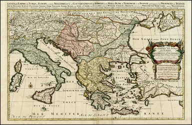 1692-kort over det tyrkiske imperium i Europa af Hubert Jaillot