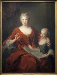 Madame de la Sablonniere og hendes datter. Maleri af Alexis Simon Belle (1674-1734), olie på lærred