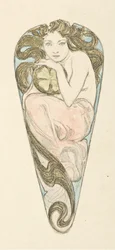 Miniatureprojekt til vedhæng til en stor overdelspænd, ca. 1900.