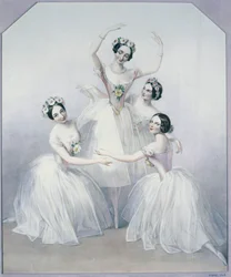 Pas de Quatre med ballerinaerne Carlotta Grisi, Marie Taglioni, Lucile Grahn og Fanny Cerito
