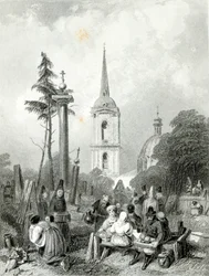Smolensko-kirkens kirkegård, graveret af E.Smith