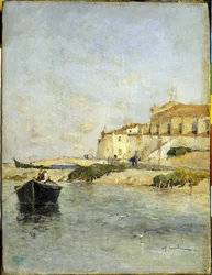 Fiskerlejet. Maleri af Alfred Casile (1848-1909). Limoux, Musee Petiet.