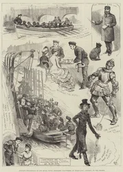 Amatørteatre fra Royal Naval Artillery Volunteers, ombord på HMS Rainbow, på Themsen