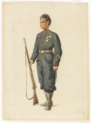 Rifleman fra 4. Gurkha Regiment i borerækkefølge