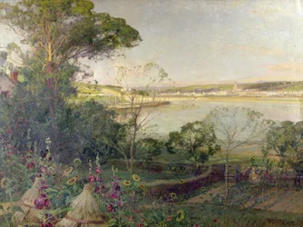 A Sunlit Haven (olie på lærred)