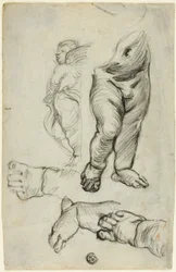 Skitser af putti (recto); studie til ornament (verso)